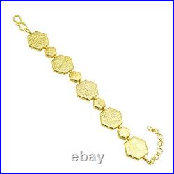 Hexagon Shape Brass Beads Necklace Handmade Jewelry Set For Bridal Gift Bracelet