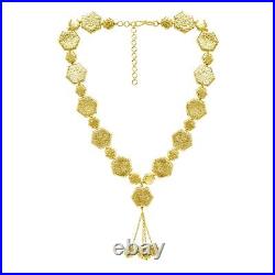 Hexagon Shape Brass Beads Necklace Handmade Jewelry Set For Bridal Gift Bracelet