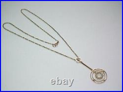 High Quality Edwardian c1900 Solid 625 15ct Gold Real Pearl Set Pendant & Chain