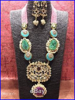 High Quality Traditional Kundan Party Wear Women Necklace Earring Jewelry Set FS