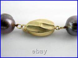 Honora 14k Yellow Gold Bronze Brown Cultured Pearls Necklace & Earrings Set 56g
