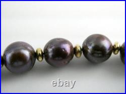 Honora 14k Yellow Gold Bronze Brown Cultured Pearls Necklace & Earrings Set 56g