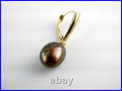 Honora 14k Yellow Gold Bronze Brown Cultured Pearls Necklace & Earrings Set 56g