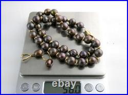 Honora 14k Yellow Gold Bronze Brown Cultured Pearls Necklace & Earrings Set 56g