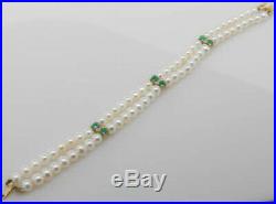 Honora Pearls and Emerald Gemstones Bracelet, 7 inches, 14K Gold Settings
