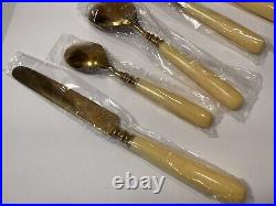 Horchow Flatware Set 40 Pcs Sealed Ivory Pearled And Gold Plated