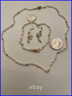 IPS 14k & Freshwater Pearls Set (3) Necklace 16 Bracelet 7 Earrings 1.5 Italy