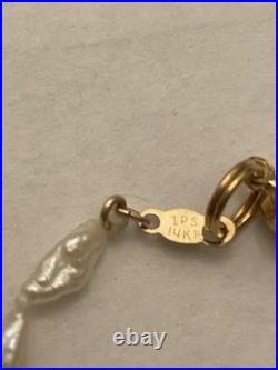 IPS 14k & Freshwater Pearls Set (3) Necklace 16 Bracelet 7 Earrings 1.5 Italy