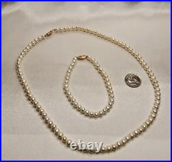 IWI 14K Yellow Gold & Cultured Pearl Necklace & Bracelet Set