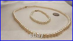 IWI 14K Yellow Gold & Cultured Pearl Necklace & Bracelet Set