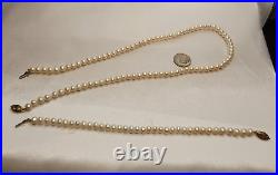 IWI 14K Yellow Gold & Cultured Pearl Necklace & Bracelet Set