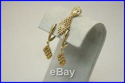 Imperial Gold IG 14K Gold Bead Flexible Mesh Riccio Chain Pendant Earrings Set