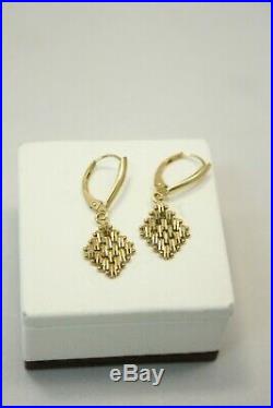 Imperial Gold IG 14K Gold Bead Flexible Mesh Riccio Chain Pendant Earrings Set