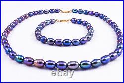 Imperial Pearls 14K Gold Black Freshwater Pearl Necklace & Bracelet Set