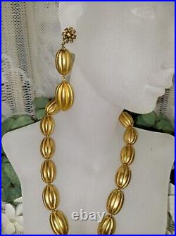 Impressive Miriam Haskell Russian Gold Bead Necklace Bracelet & Earring Set