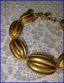 Impressive Miriam Haskell Russian Gold Bead Necklace Bracelet & Earring Set