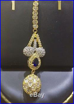 Indian Bollywood AD Gemstone Wedding Bridal Fashion Jewelry Necklace Set
