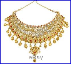 Indian Bollywood Gold Plated Bridal Wedding Kundan Fashion Earrings Jewelry Set