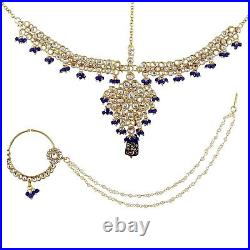 Indian Bollywood Pearl Gold Plated Kundan Choker Necklace Bridal Jewelry Set