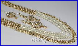Indian Jewelry New Pearl Kundan Wedding Necklace Set Earring Tikka Rani Haar