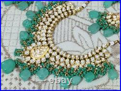 Indian Kundan Gold Plated Jewelry Pearl Choker Necklace Set Wedding Women