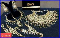 Indian Kundan Traditional Complete Bridal Jewelry Set Gold Plated High Quality