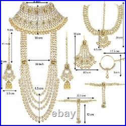 Indian Pearl Gold Necklace Cho Bridal Choker Wedding 5 Pc Jewelry Earring Set