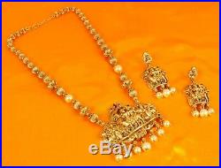 Indian Temple Necklace Jewelry Gold Plated Traditional Wedding South Jewelry Set