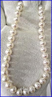 Iob White Freshwater 6 MM Pearl Necklace & Stud Earrings 14k Gold Clasp 18 In