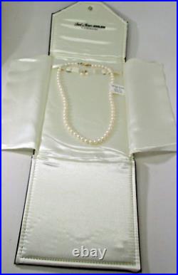 Iob White Freshwater 6 MM Pearl Necklace & Stud Earrings 14k Gold Clasp 18 In