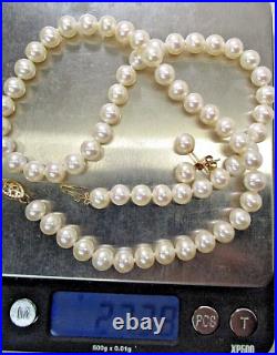 Iob White Freshwater 6 MM Pearl Necklace & Stud Earrings 14k Gold Clasp 18 In