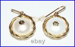 Italian Vintage 14k yellow Gold Earrings set w. Mabe Pearl Accent (SaR)#409