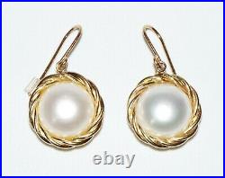Italian Vintage 14k yellow Gold Earrings set w. Mabe Pearl Accent (SaR)#409