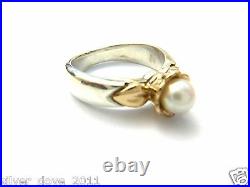 JAMES AVERY Pearl in 14kt Gold Flower Setting Sterling Silver Band GORGEOUS
