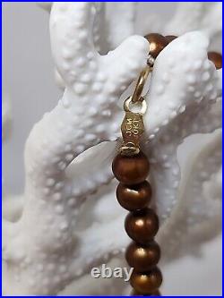 JCM 10k Gold Copper Color Pearl Necklace and Bracelet Set