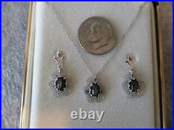 JEMS BY JMS VINTAGE 14K WHITE GOLD/BLACK MOP NECKLACE & EARRINGS SET withBOX-2.22g