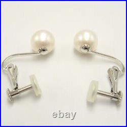 JEWELRY Pearl Necklace Earring set SV K14 WG White Gold Used