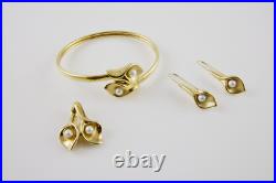 JTL Israel 14 K Gold & Pearl Calla Lily Bracelet Pendant Slider Earring Set JTL Israel 14 K Gold & Pearl Calla Lily Bracelet Pendant Slider Earring Set