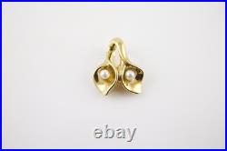 JTL Israel 14 K Gold & Pearl Calla Lily Bracelet Pendant Slider Earring Set JTL Israel 14 K Gold & Pearl Calla Lily Bracelet Pendant Slider Earring Set