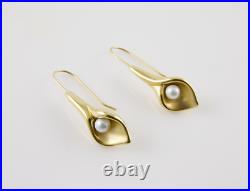 JTL Israel 14 K Gold & Pearl Calla Lily Bracelet Pendant Slider Earring Set JTL Israel 14 K Gold & Pearl Calla Lily Bracelet Pendant Slider Earring Set