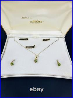 Jade Necklace and Earring Set With Pearls 14k Gold Posts Vintage
