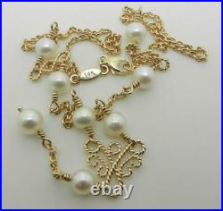 James Avery Retired 14k Gold Twisted Lacy Pearl Necklace Earrings Set Lb3236