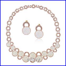 Janeo Necklace Earring Bracelet Set Real Mother of Pearl 14K Gold, Silver, Gift