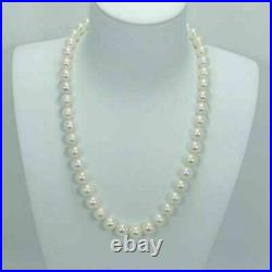 Japan Akoya 18'' AAAA 9-10mm white pearl necklace set with 14K yellow gold clasp