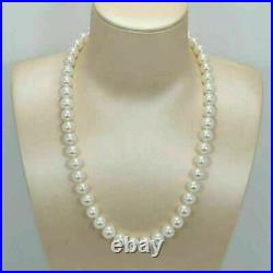 Japan Akoya 18'' AAAA 9-10mm white pearl necklace set with 14K yellow gold clasp