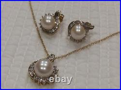 Jewelry 925 Sterling Silver Cz Pearl Pendant and Earrings Set Women Gift Cz