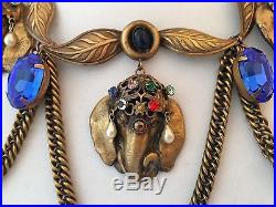 Joseff Of Hollywood Elephant Head Ca 47-50 Gold Played Pearls, Rhinestones Set