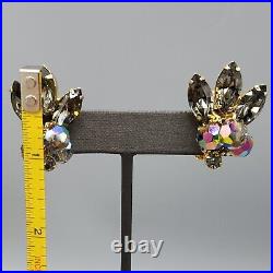 Juliana DeLizza Elster VERIFIED Gray Navette AB Rhinestone Bead Brooch Earrings