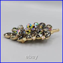 Juliana DeLizza Elster VERIFIED Gray Navette AB Rhinestone Bead Brooch Earrings