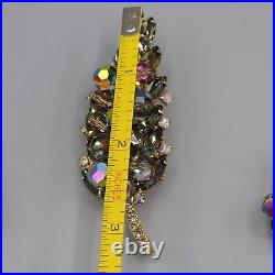 Juliana DeLizza Elster VERIFIED Gray Navette AB Rhinestone Bead Brooch Earrings